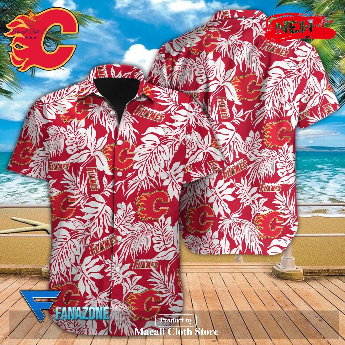 NHL Calgary Flames Aloha Style 2 Big Logo Hawaiian Shirt For Fans -  Freedomdesign