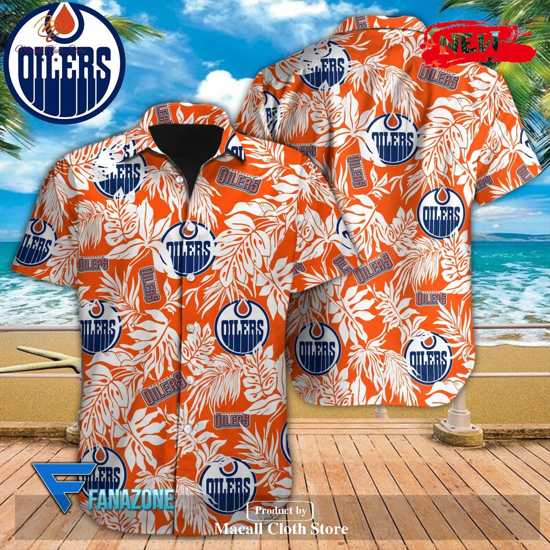 Edmonton Oilers NHL Tropical Leaves Design For Fans Hawaiian Shirt and Short Edmonton Oilers NHL Tropical Leaves Design For Fans Hawaiian Shirt and Short