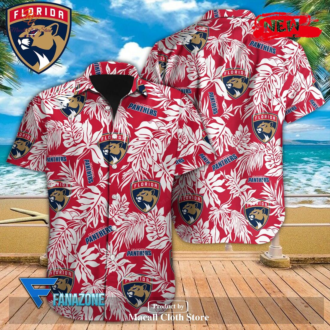 Florida Panthers Nhl Tropical Leaves Design For Fans Hawaiian Shirt And 