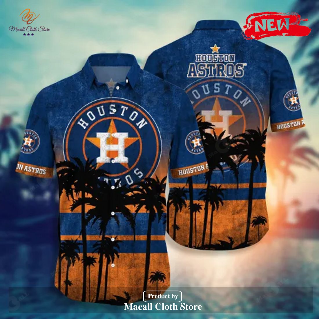 Houston Astros MLB Tropical Coconut Tree Sunset Design Hawaiian Shirt and Short