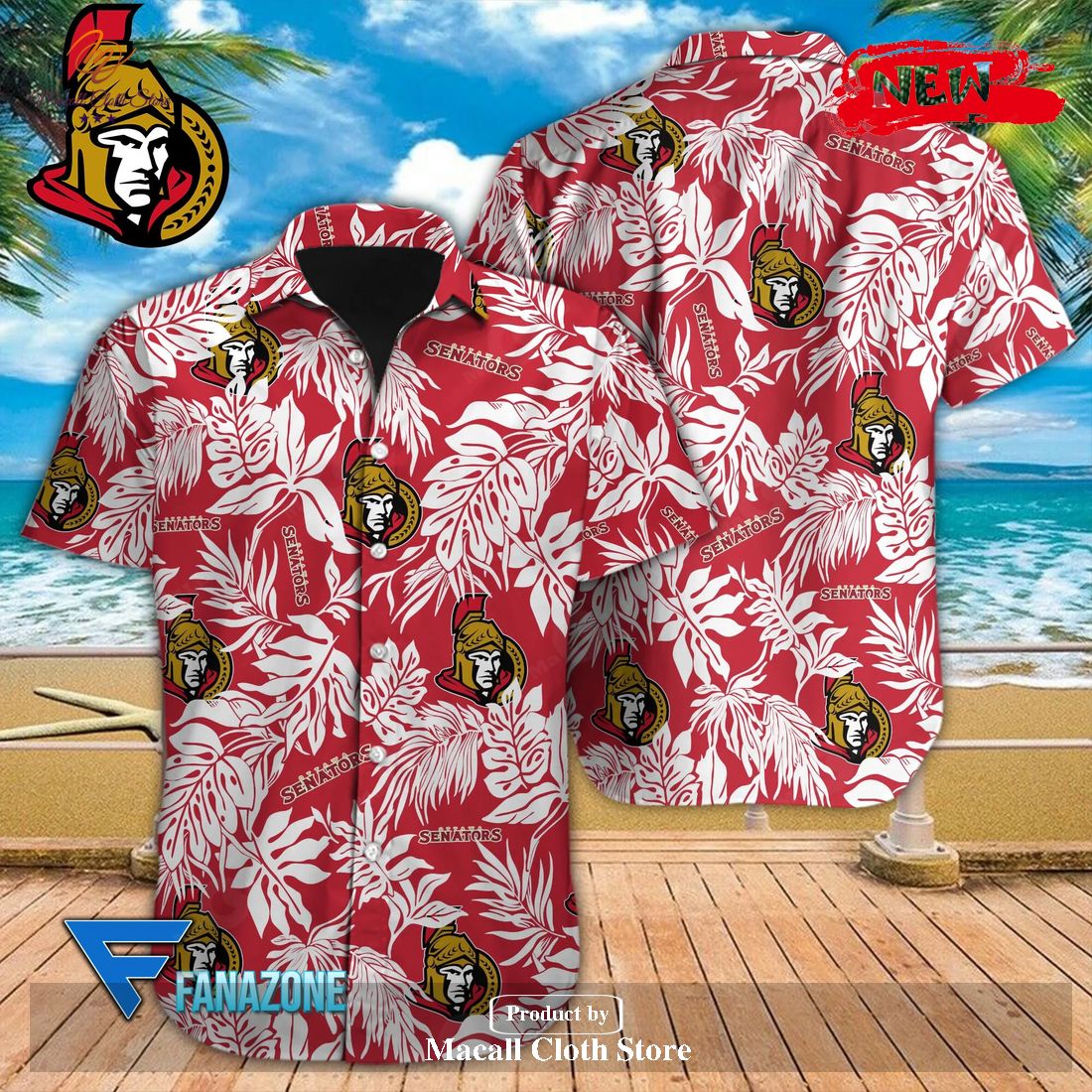 Ottawa Senators NHL Tropical Leaves Design For Fans Hawaiian Shirt and ...