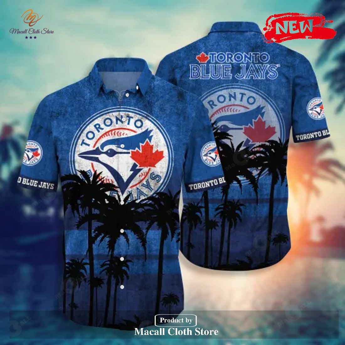 Toronto Blue Jays MLB Tropical Coconut Tree Sunset Design Hawaiian Shirt and Short Toronto Blue Jays MLB Tropical Coconut Tree Sunset Design Hawaiian Shirt and Short