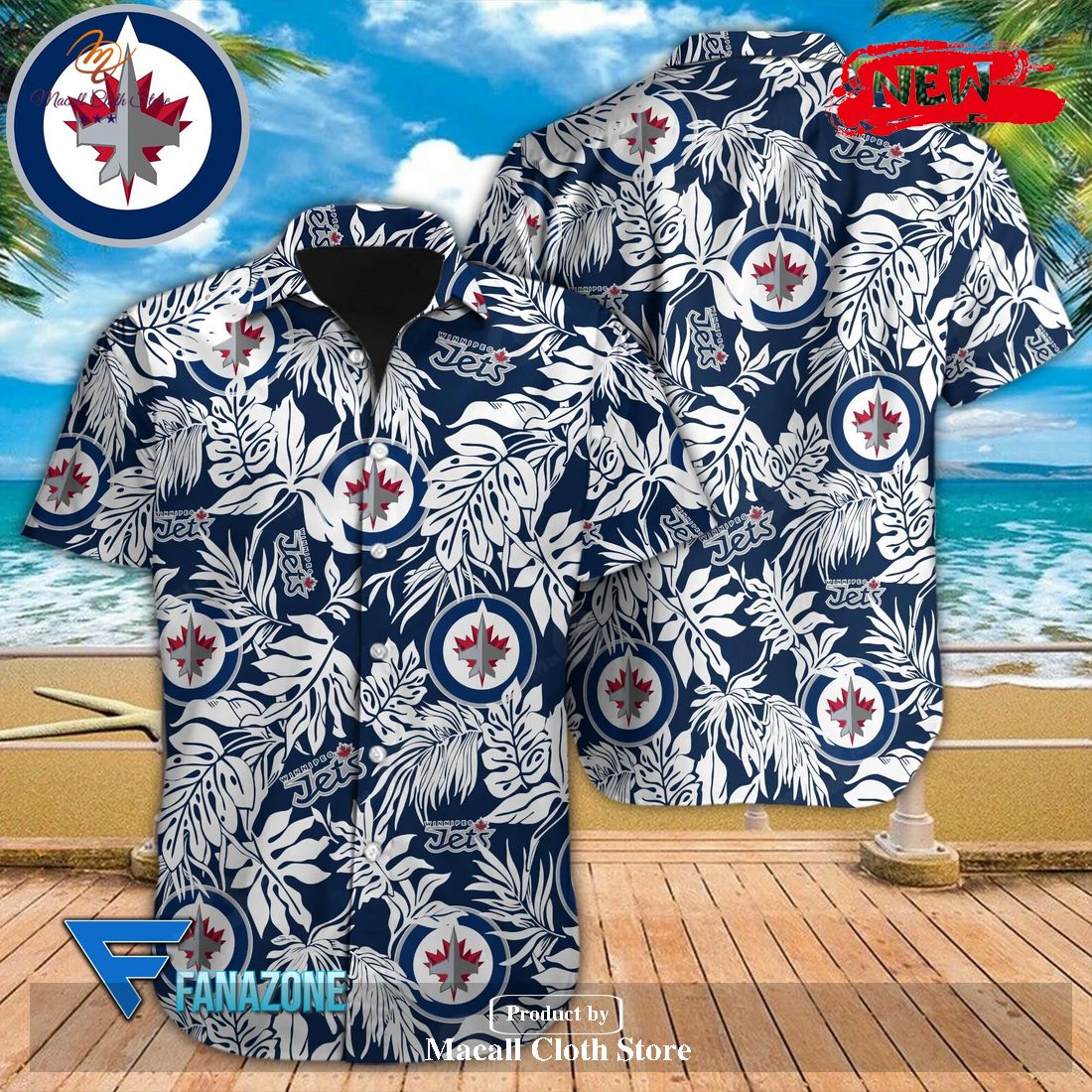 Winnipeg Jets NHL Tropical Leaves Design For Fans Hawaiian Shirt and Short Winnipeg Jets NHL Tropical Leaves Design For Fans Hawaiian Shirt and Short