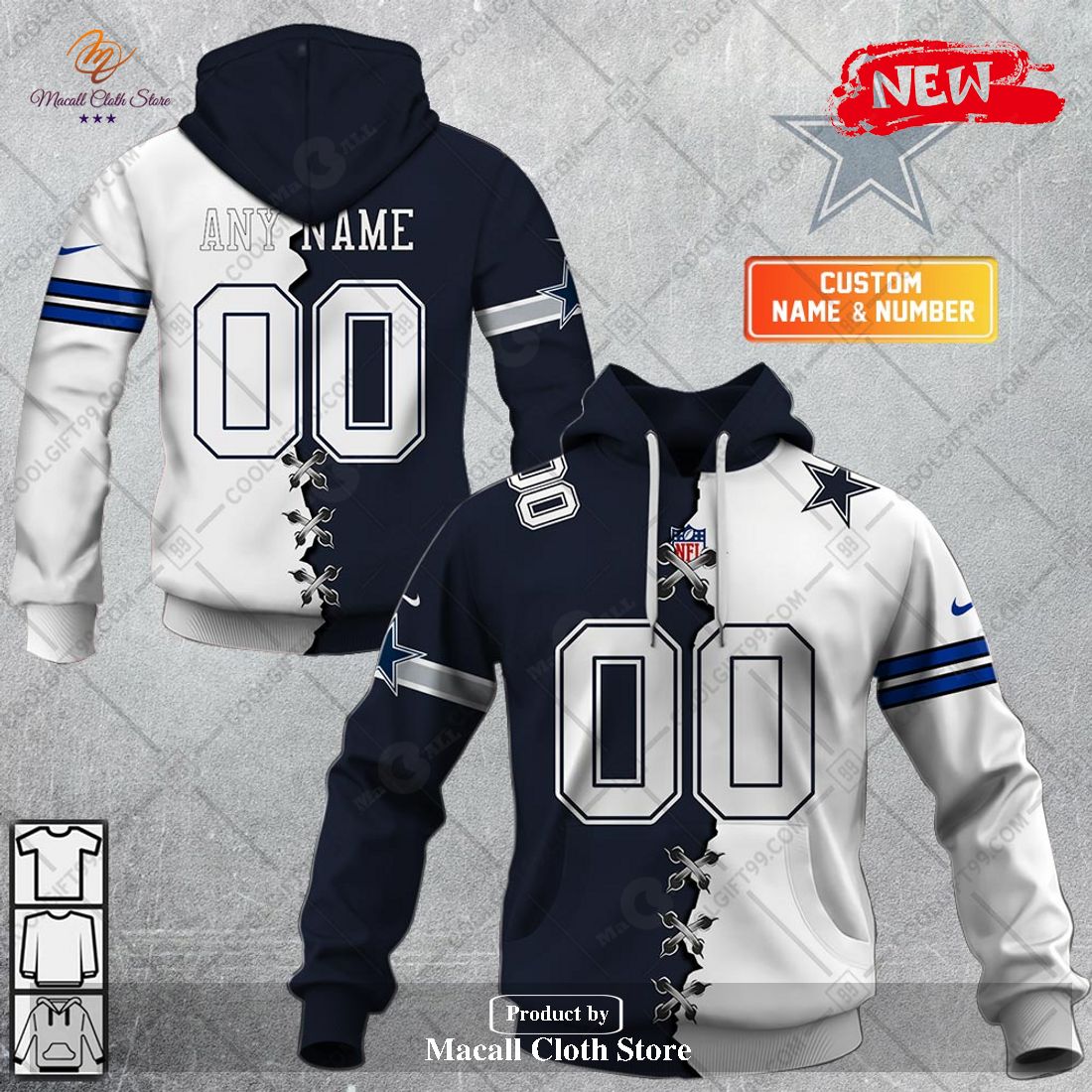 Custom Dallas Cowboys Hoodie Jersey – Jerseys and Sneakers