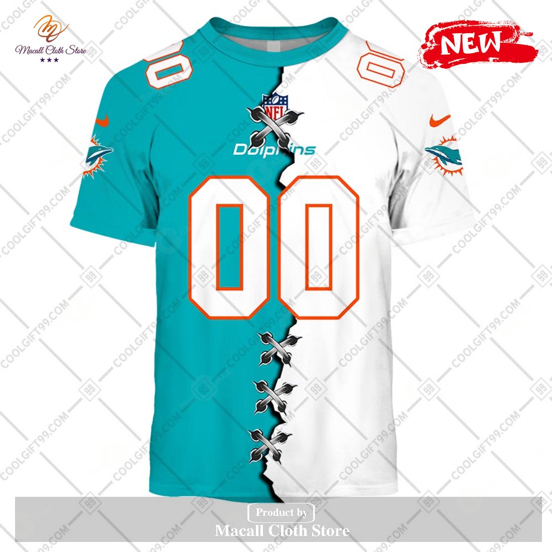 Dallas Cowboys Mix Miami Dolphins Custom Jersey - All Stitched