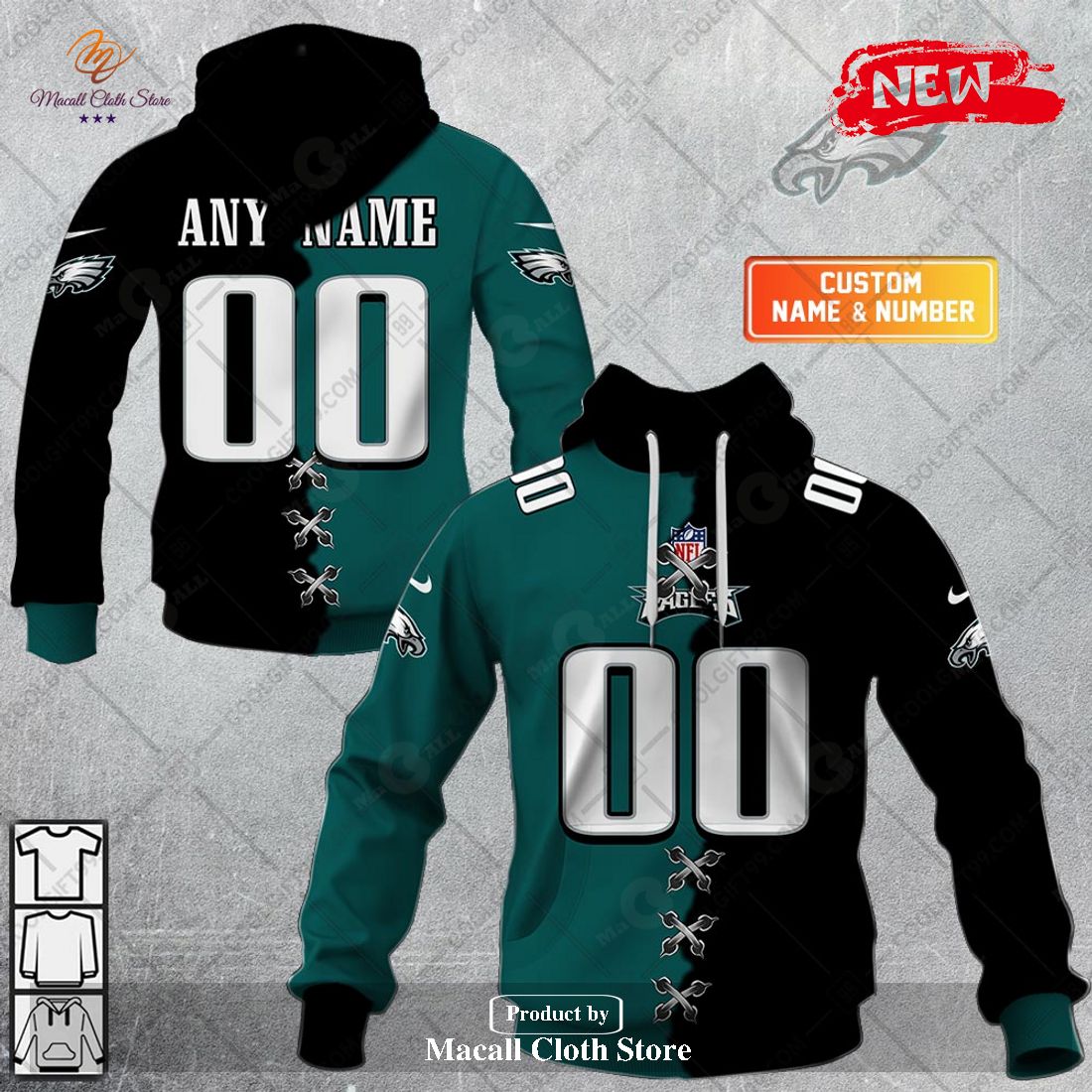 Personalized NFL Philadelphia Eagles Mix Jersey Special Design Hoodie Sweatshirt 3D Personalized NFL Philadelphia Eagles Mix Jersey Special Design Hoodie Sweatshirt 3D