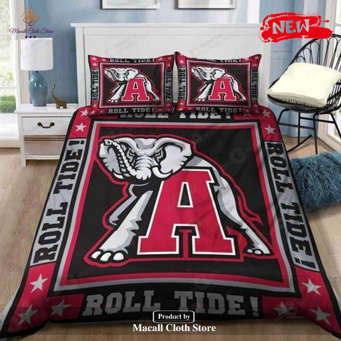 Alabama Crimson Tide Roll Tide Logo Duvet Cover Bedding Set
