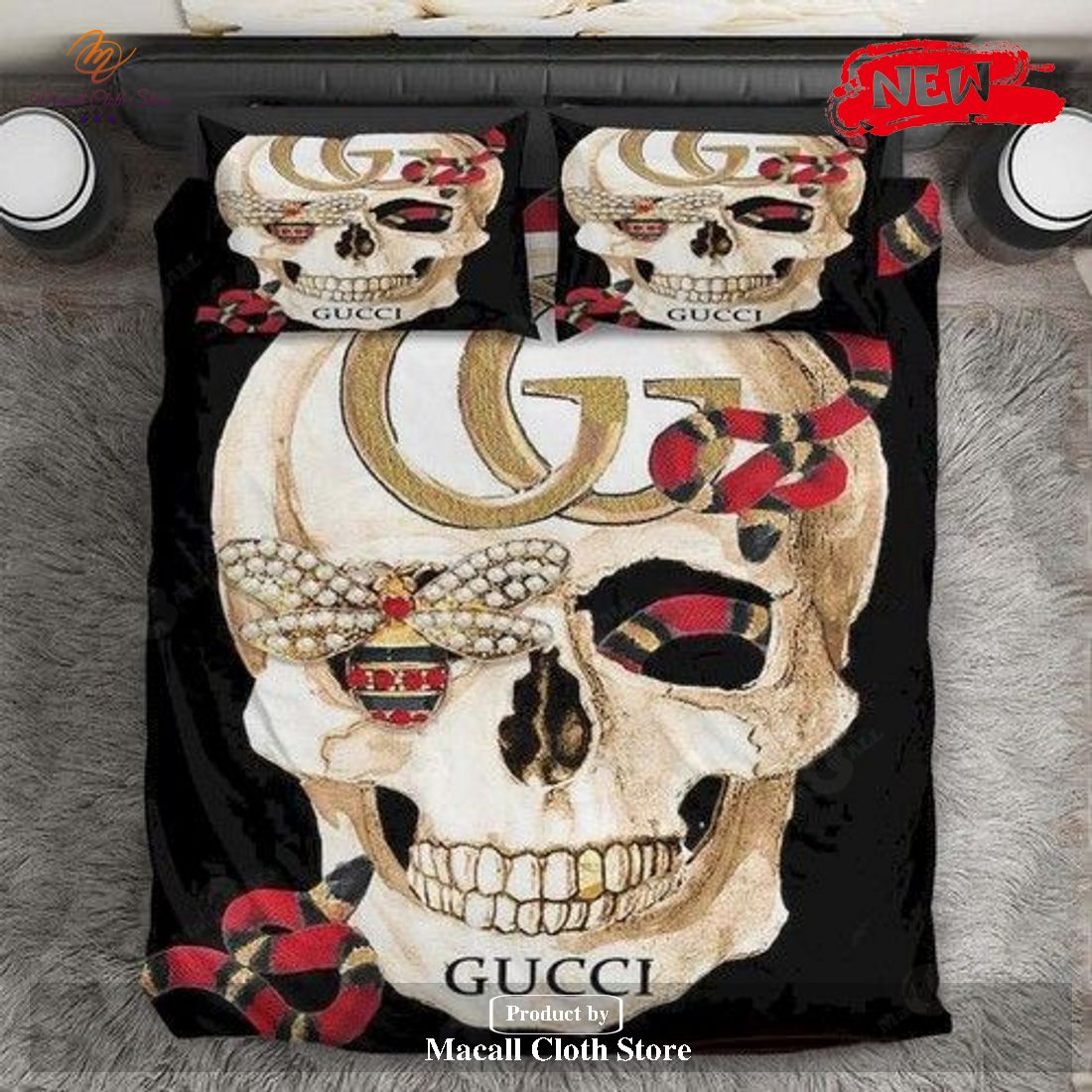 Luxury Gc Gucci Skull Design Bedding Sets Duvet Cover Bedroom Luxury Brand Bedding Bedroom