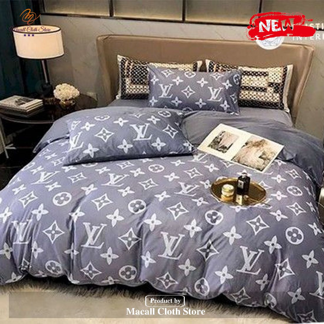 Luxury Lv Bedding Set 1 Duvet Cover And 2 Pillow Covers