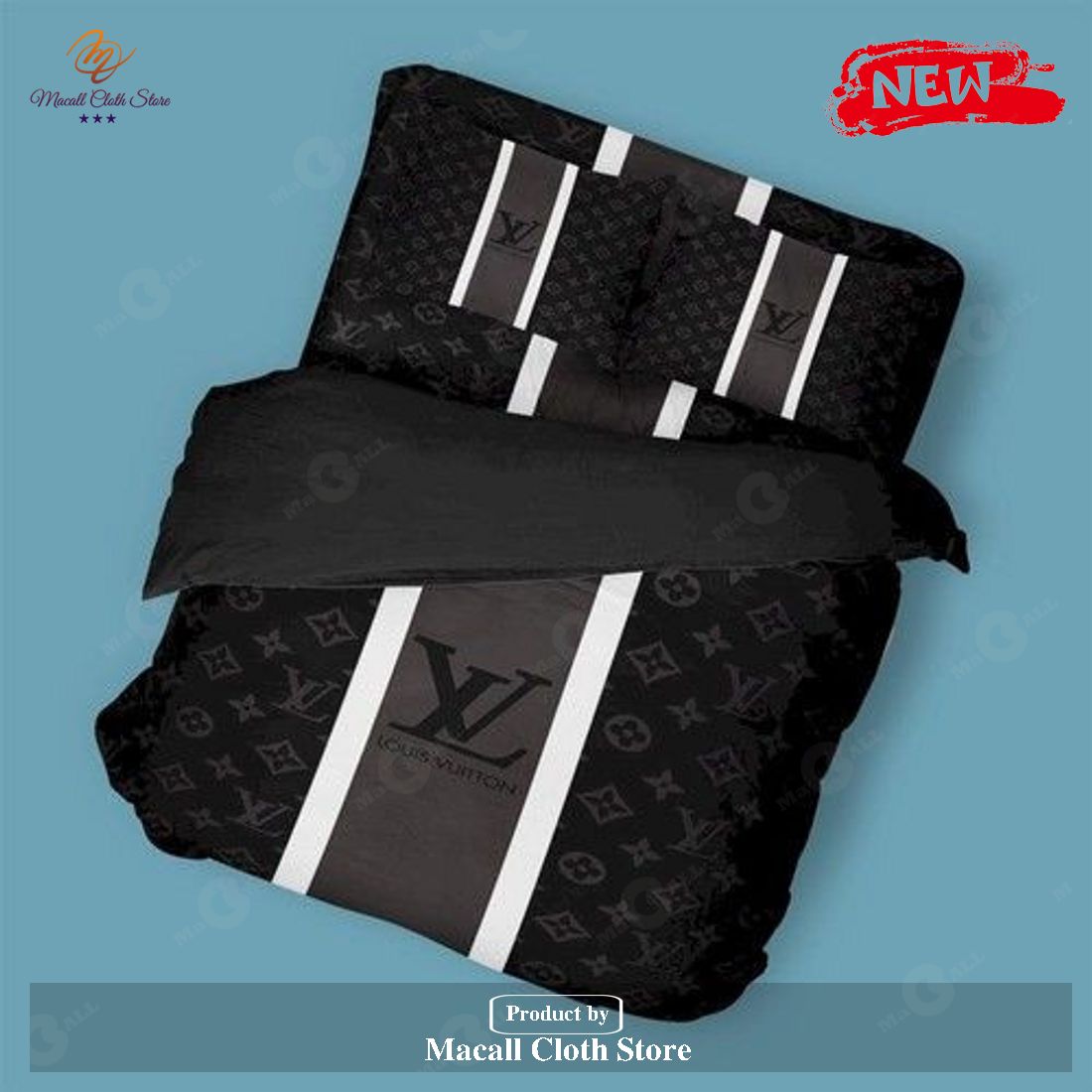 Luxury LV Louis Vuitton Logo Bedding Set Set Bedroom Set LV Bedding Set