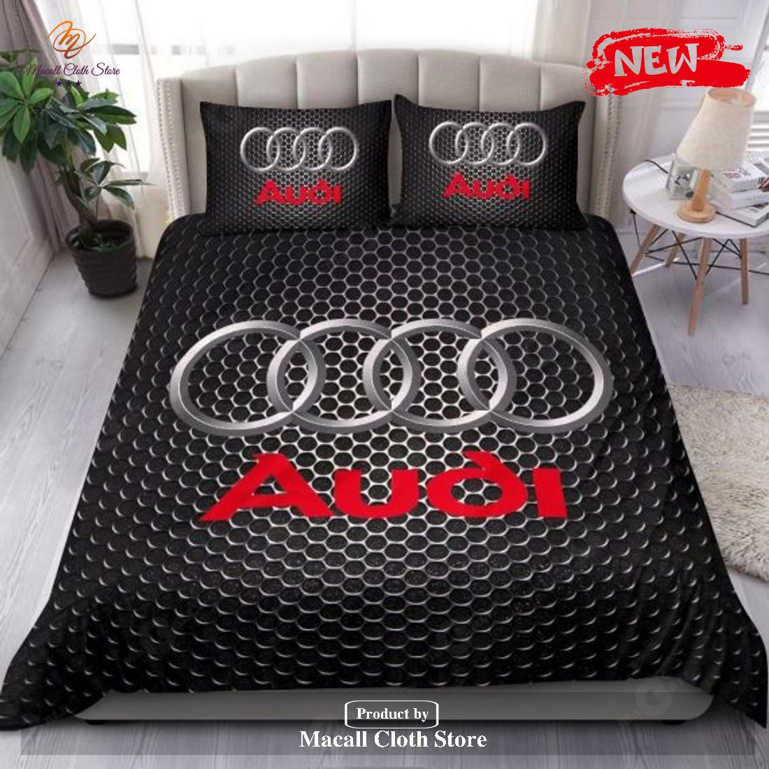 Mesh Rings Gift For Audi Lover Audi Car Bedding Set Mesh Rings Gift For Audi Lover Audi Car Bedding Set