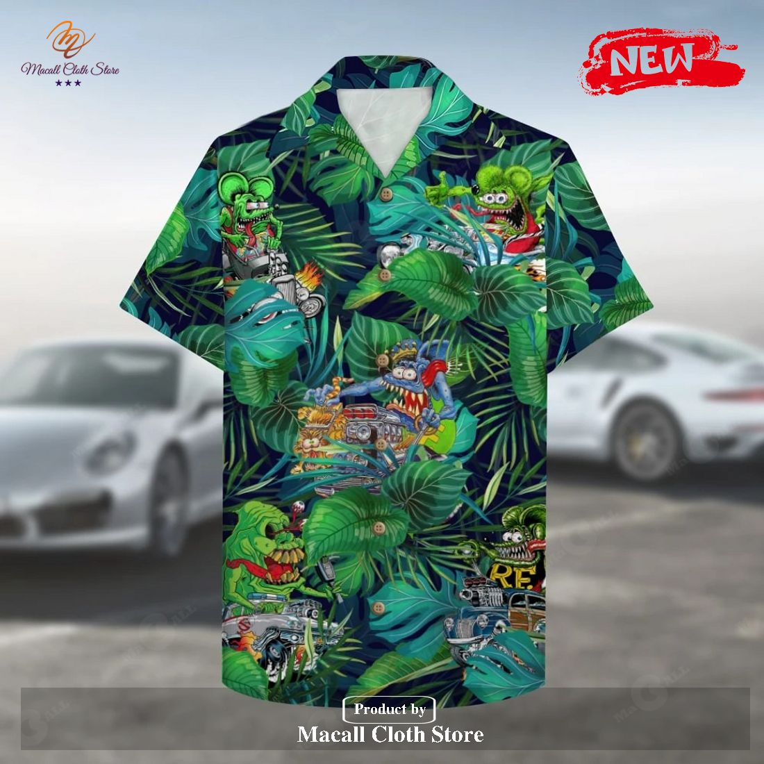 Drag Racing Tropical Summer Hawaiian Shirt and Short