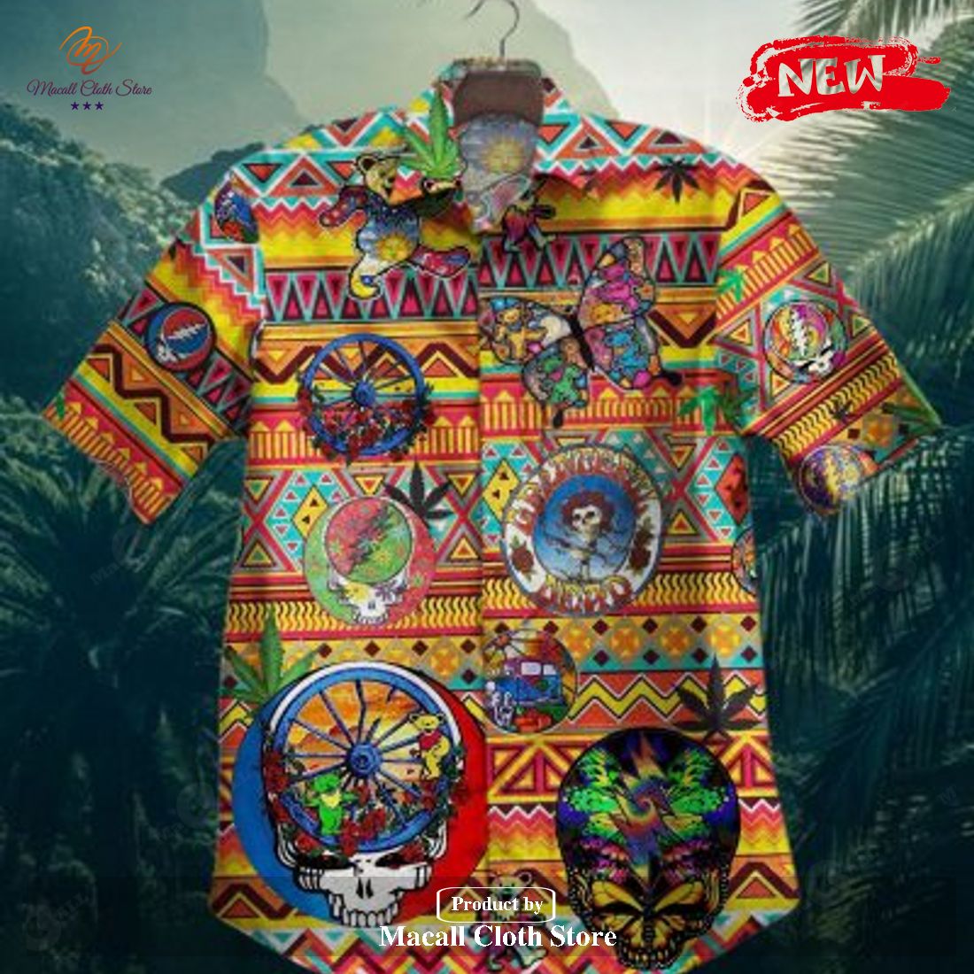 Gettyshirt Skull Tropical Vintage Grateful Dead Cotton Mens Hawaiian Shirt and Short Gettyshirt Skull Tropical Vintage Grateful Dead Cotton Mens Hawaiian Shirt and Short
