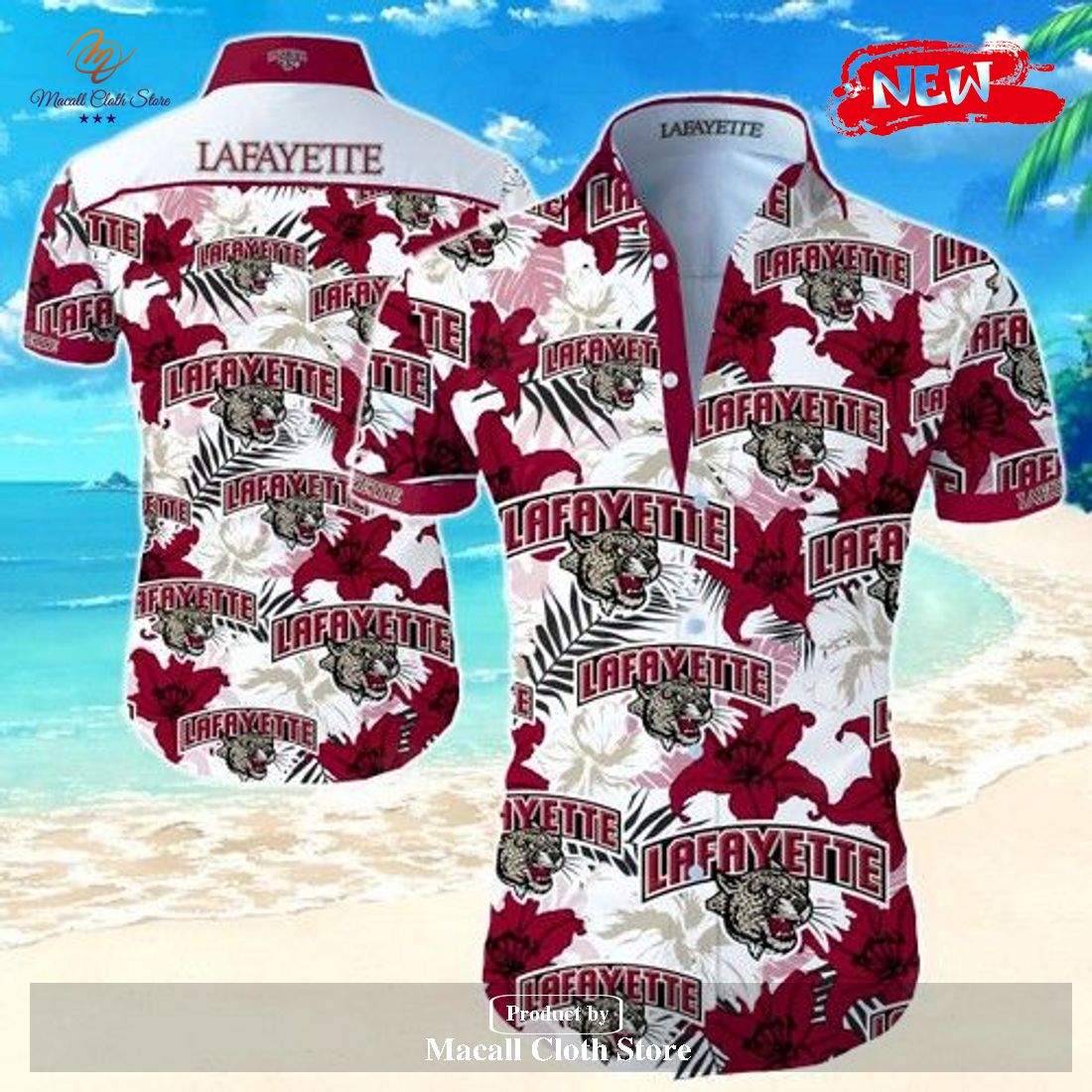 Lafayette Leopards Tropical Summer Hawaiian Shirt and Short Lafayette Leopards Tropical Summer Hawaiian Shirt and Short