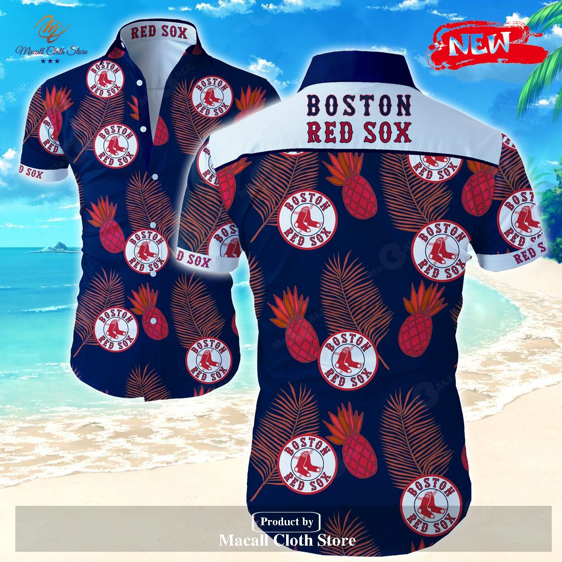 MLB Boston Red Sox Tropical Summer Hawaiian Shirt and Short