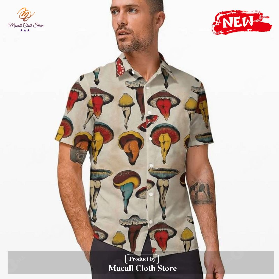 Mushroom Body Tropical Summer Hawaiian Shirt and Shorts Mushroom Body Tropical Summer Hawaiian Shirt and Shorts