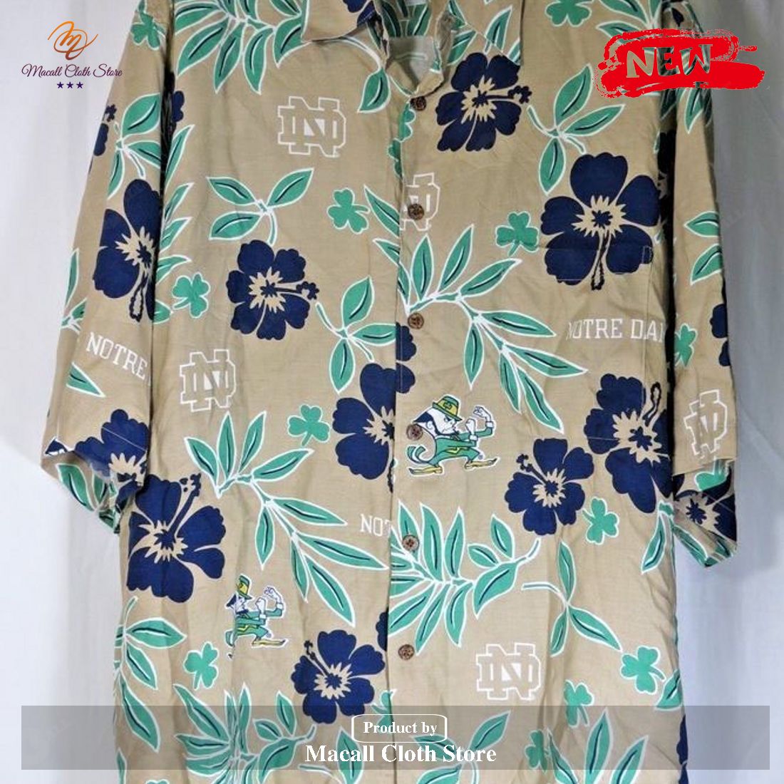 Notre Dame Fighting Irish Tropical Hibiscus Tropical Summer Hawaiian Shirt and Short