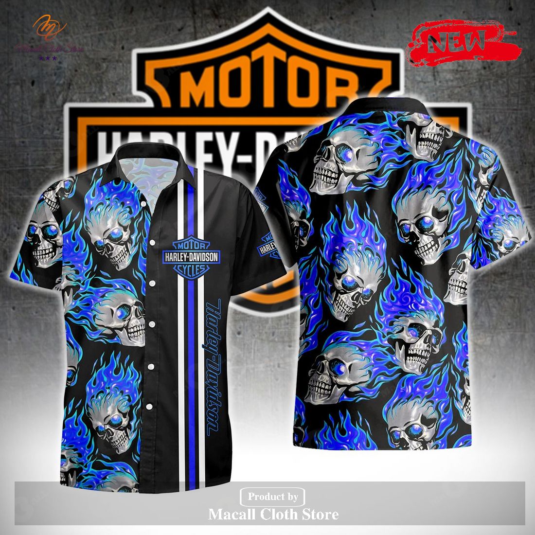 Skull On Dark Blue Fire HDM For Summer Hawaiian Shirt and Short Skull On Dark Blue Fire HDM For Summer Hawaiian Shirt and Short