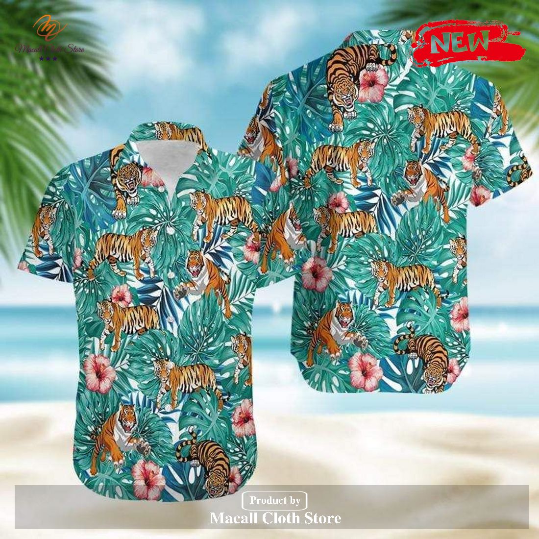 Tiger Tropical Full Printing Tropical Summer Hawaiian Shirt and Shorts