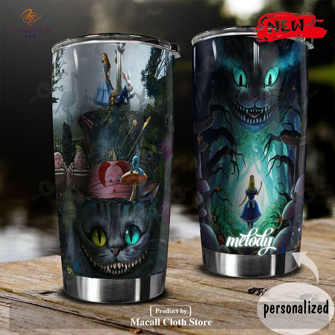 Personalized Alice In Wonderland Tumbler Custom Name Cheshire Cat Disney Tumbler Cup