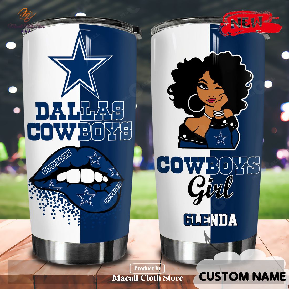 Personalized Just a Cowboys Girl Custom Name Dallas Cowboys Football Tumbler