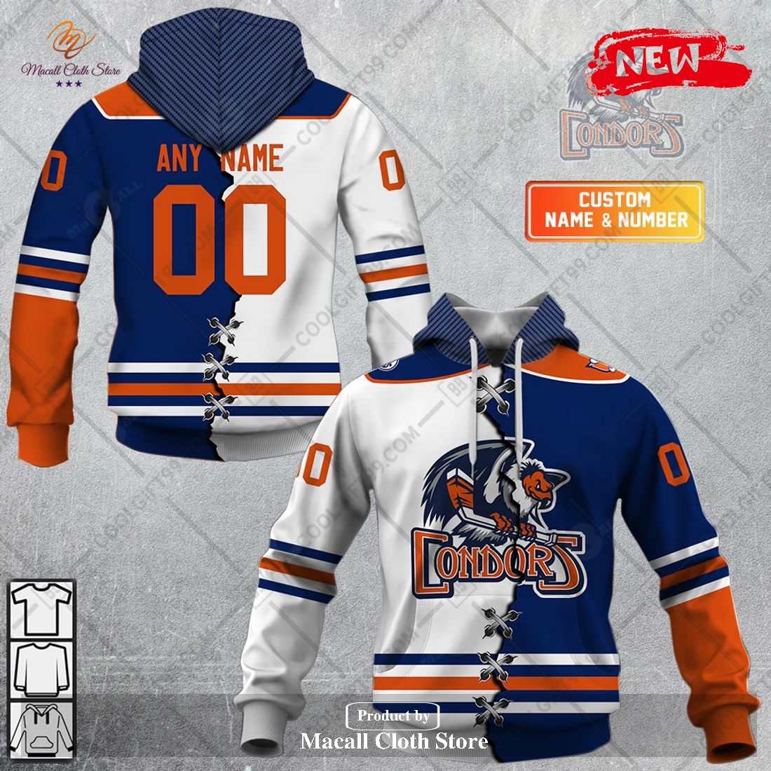 Personalized AHL Bakersfield Condors Mix Jersey Design Hoodie ...