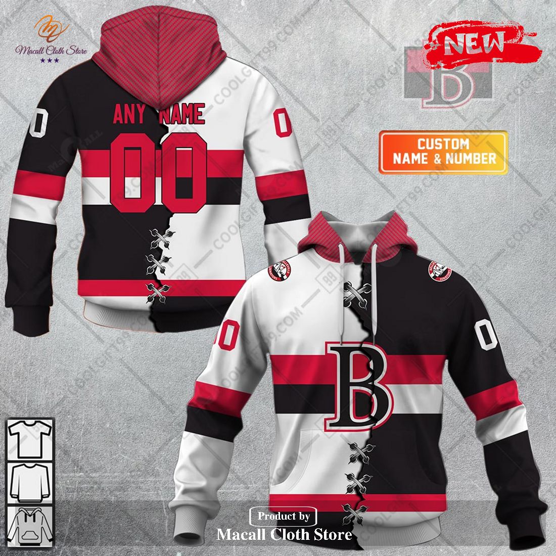 Personalized AHL Belleville Senators Mix Jersey Design Hoodie Sweatshirt 3D