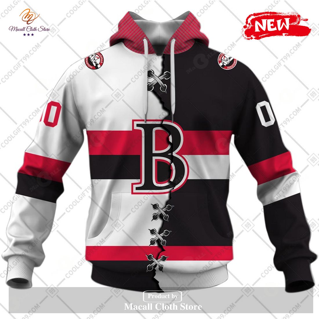 Personalized AHL Belleville Senators Mix Jersey Design Hoodie Sweatshirt 3D