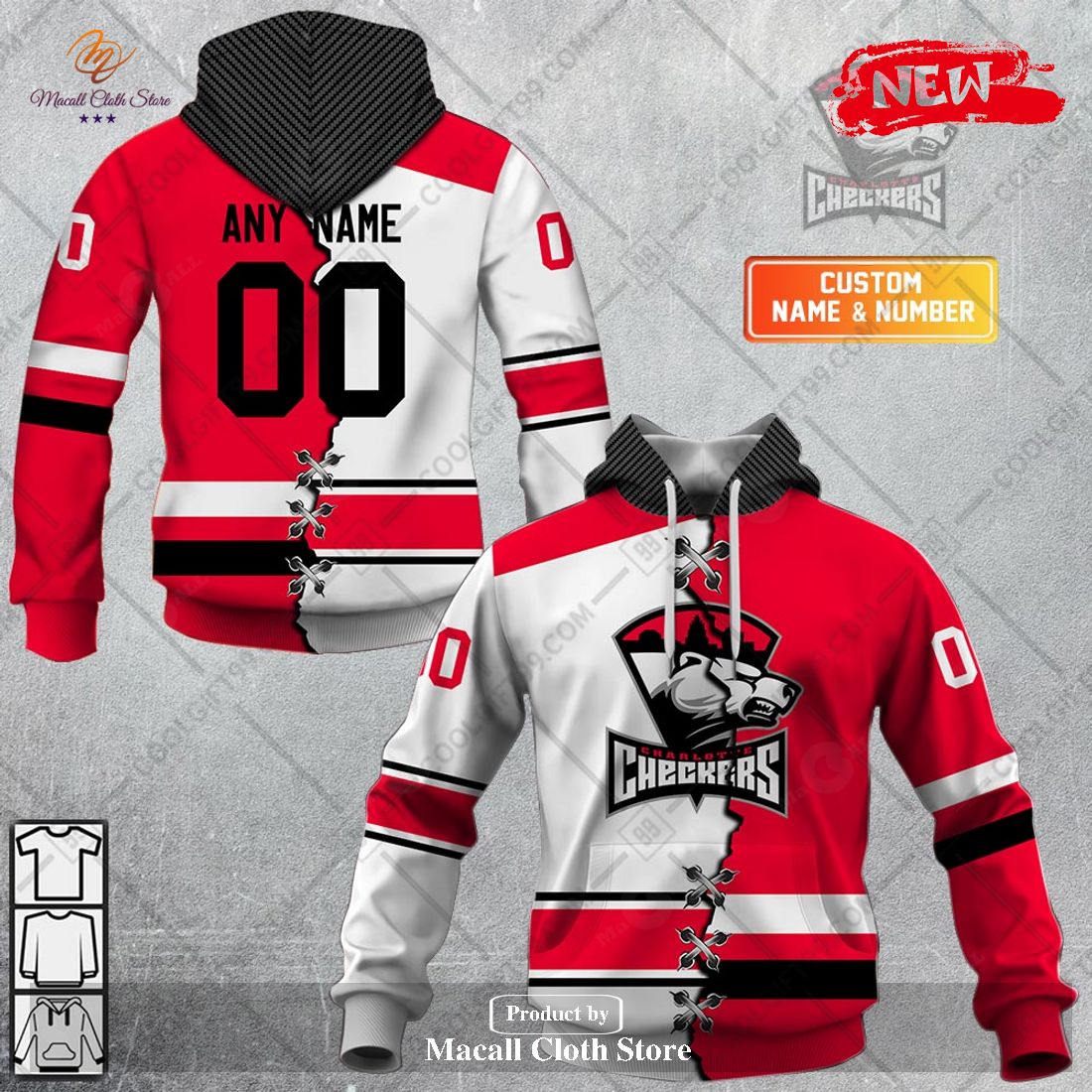 Personalized AHL Charlotte Checkers Mix Jersey Design Hoodie Sweatshirt 3D