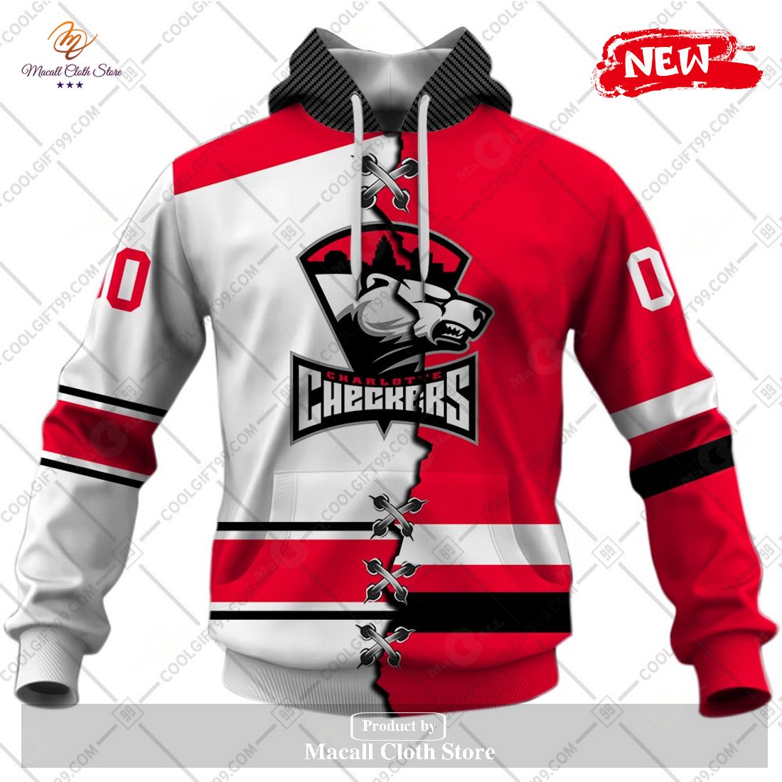 Personalized AHL Charlotte Checkers Mix Jersey Design Hoodie Sweatshirt 3D