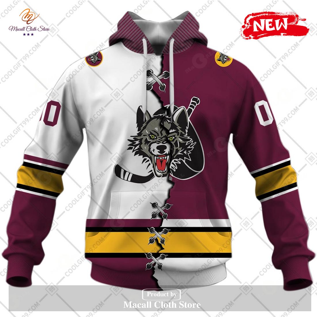 Personalized AHL Chicago Wolves Mix Jersey Design Hoodie Sweatshirt 3D