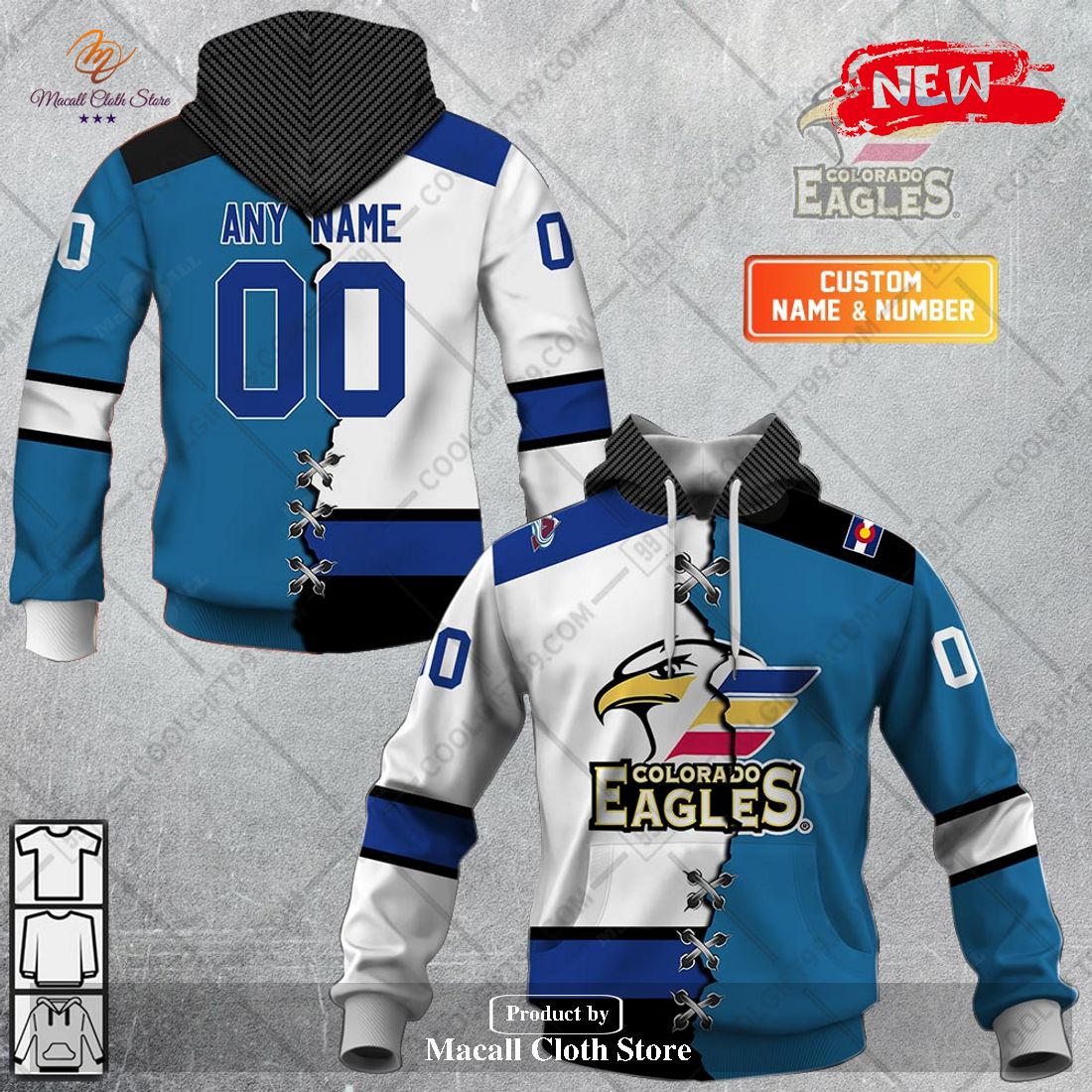 Personalized AHL Colorado Eagles Mix Jersey Design Hoodie Sweatshirt 3D