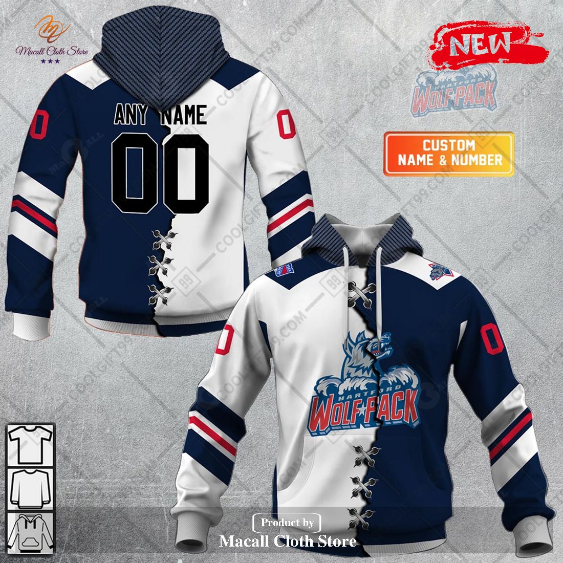 Personalized AHL Hartford Wolf Pack Mix Jersey Design Hoodie Sweatshirt ...