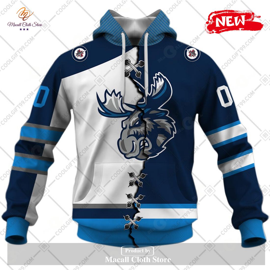 Personalized AHL Manitoba Moose Mix Jersey Design Hoodie Sweatshirt 3D