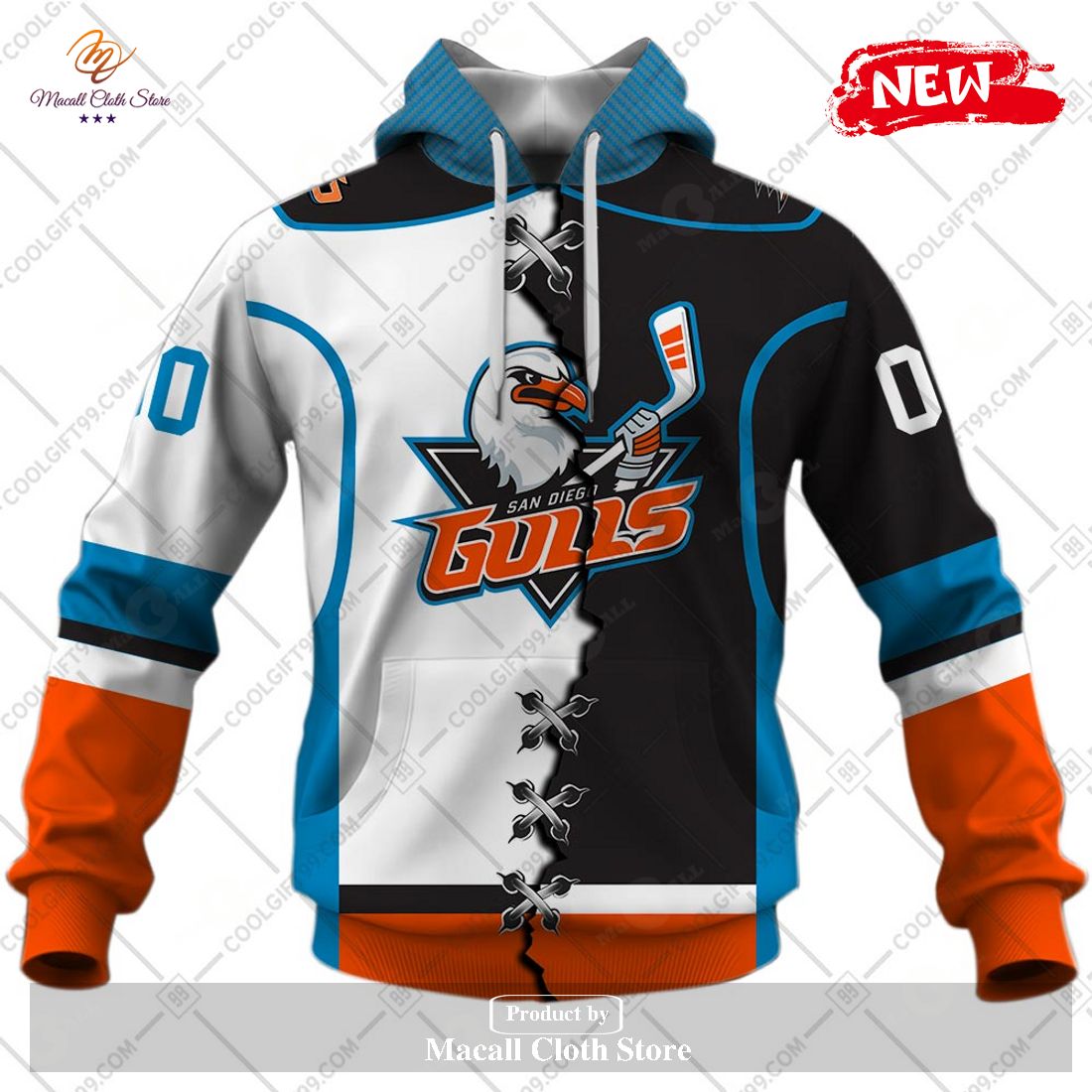 Personalized AHL San Diego Gulls Mix Jersey Design Hoodie Sweatshirt 3D