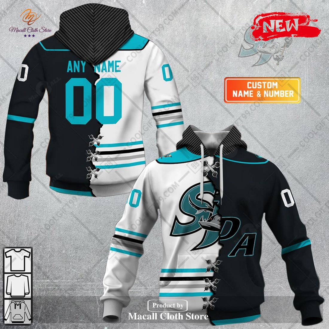 Personalized AHL San Jose Barracuda Mix Jersey Design Hoodie Sweatshirt 3D