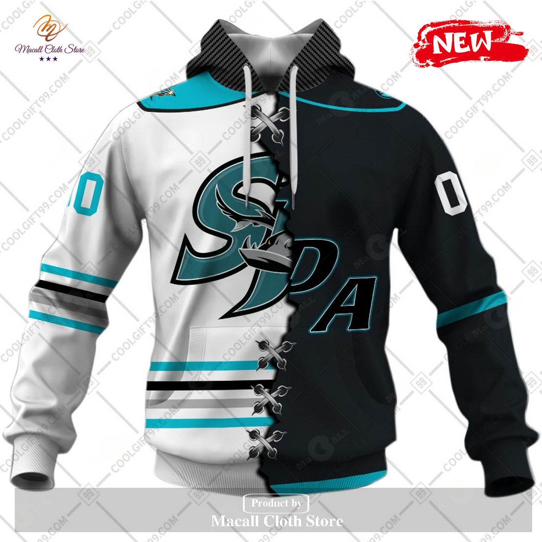 Personalized AHL San Jose Barracuda Mix Jersey Design Hoodie Sweatshirt 3D