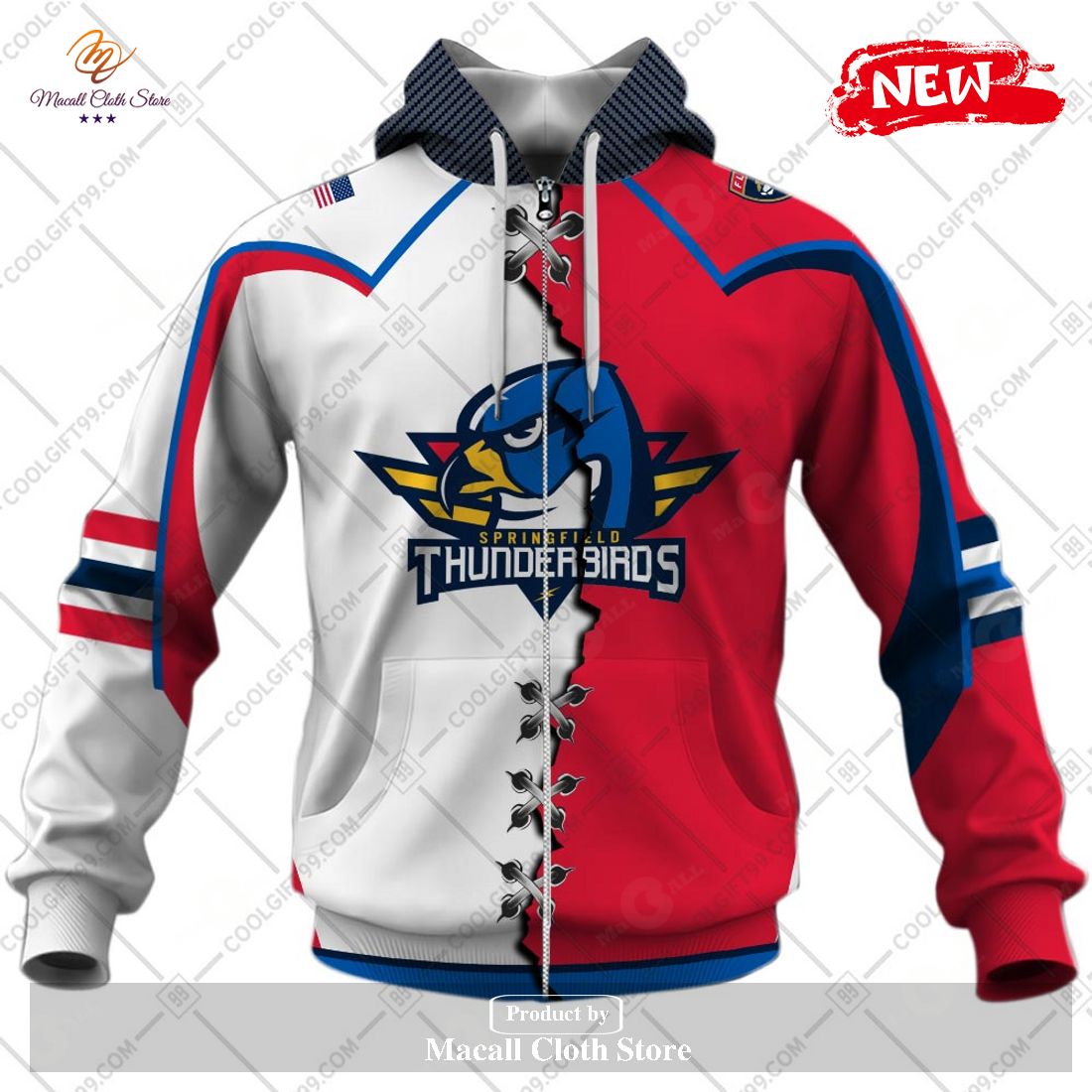 Personalized AHL Springfield Thunderbirds Mix Jersey Design Hoodie ...