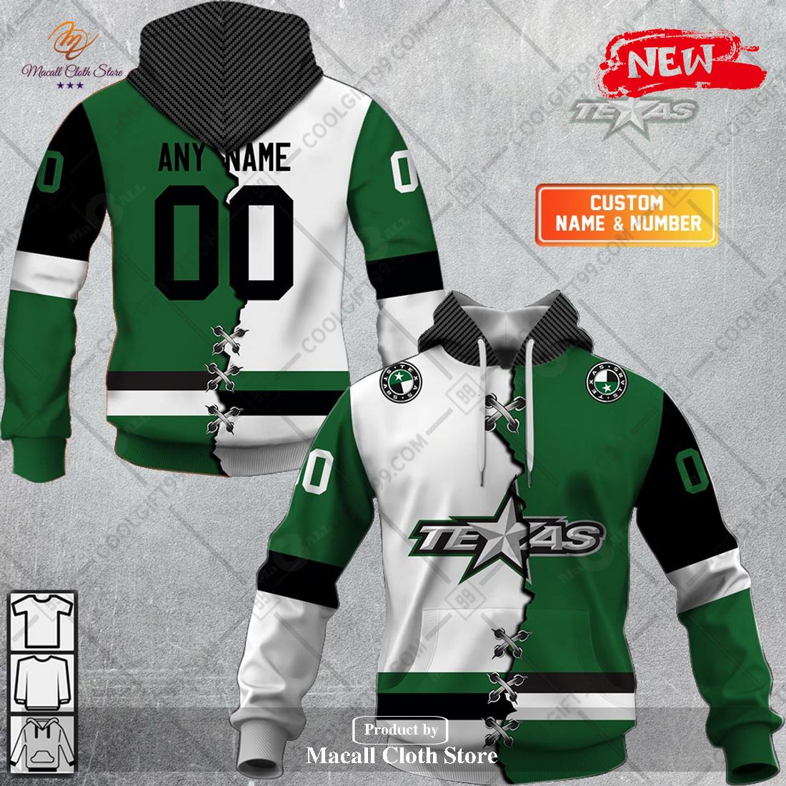 Personalized AHL Texas Stars Mix Jersey Design Hoodie Sweatshirt 3D