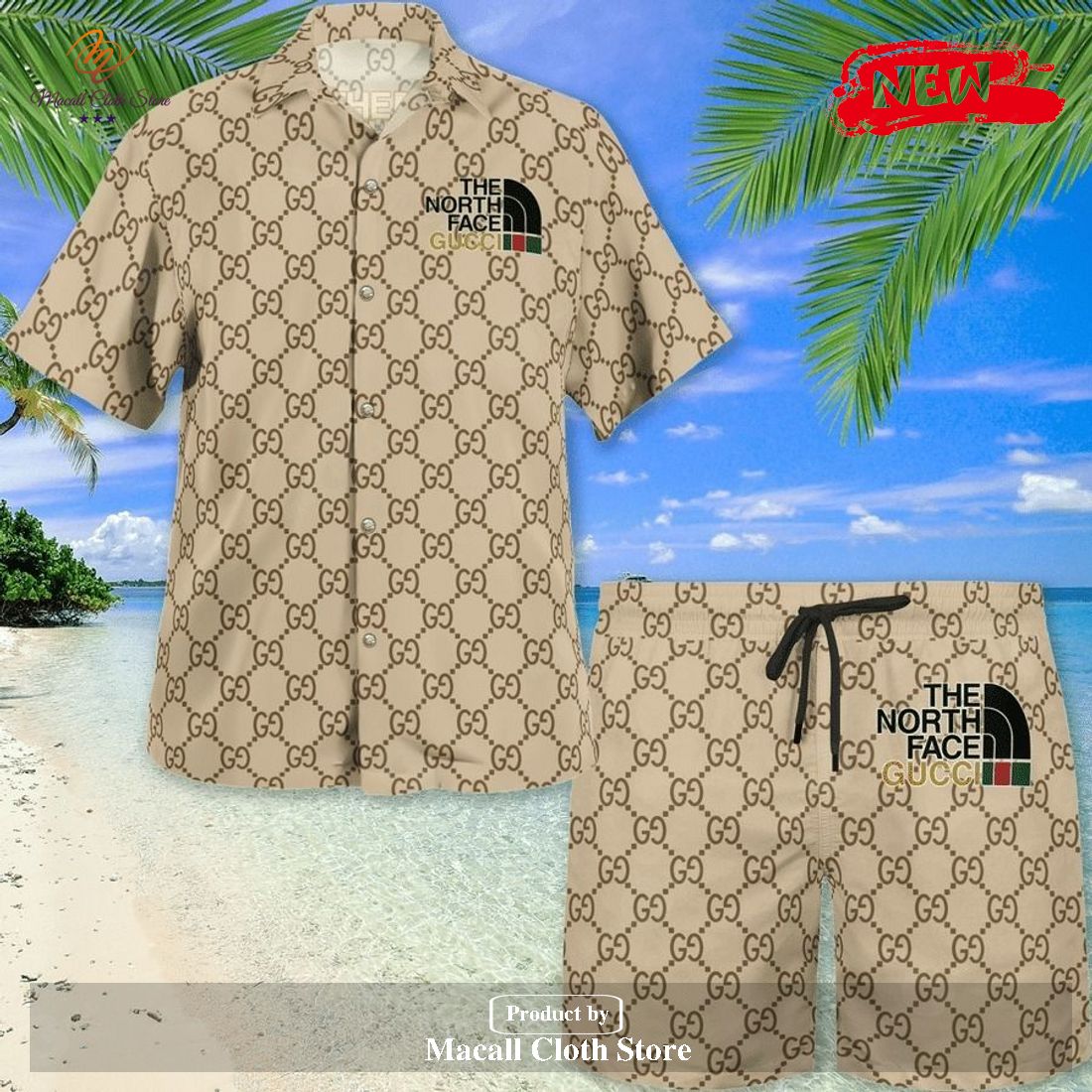 GC TNF Hawaii Shirt Shorts Set Luxury Beach Clothing Clothes Outfit For ...