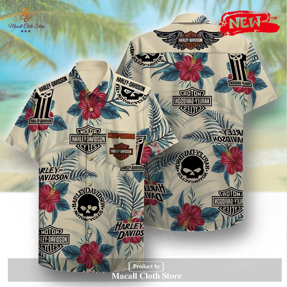 HD Inspiration Harley Davidson Fan Floral Tropical Design Hawaiian Shirt and Short
