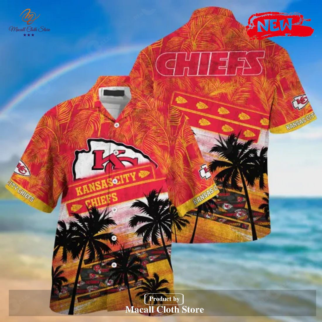 Kansas City Chiefs NFL Palm Tree Pattern For Sports Fans Unisex Sport Hawaiian Shirt and Short