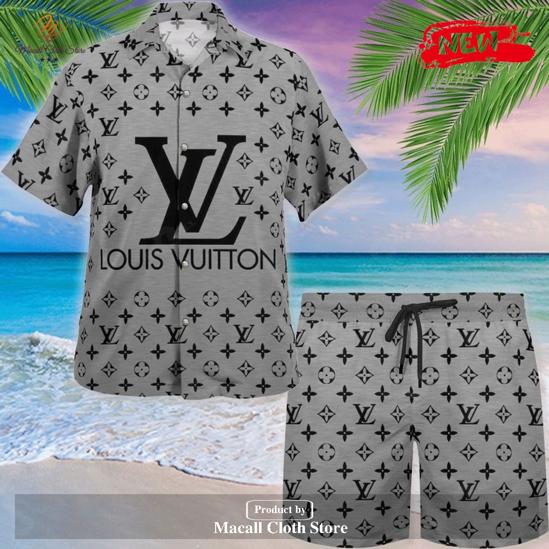 LV Red LV Hawaii Shirt Shorts Set Luxury Beach Clothing Clothes Outfit For  Men - Macall Cloth Store - Destination for fashionistas