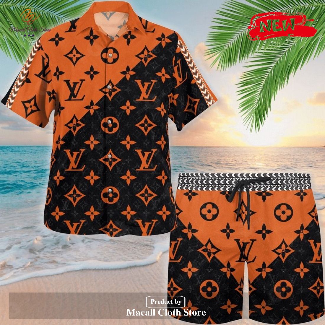 LV Red LV Hawaii Shirt Shorts Set Luxury Beach Clothing Clothes Outfit For  Men in 2023