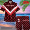 LV Purple Hawaii Shirt Shorts Set Luxury Beach Clothing Clothes Outfit For Men