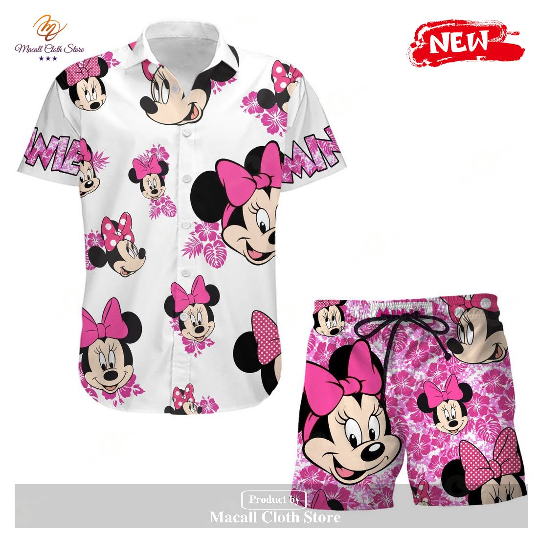 Minnie Mouse Hawaiian Shirt and Short Set Disney Gifts Clothing Clothes For Men Women