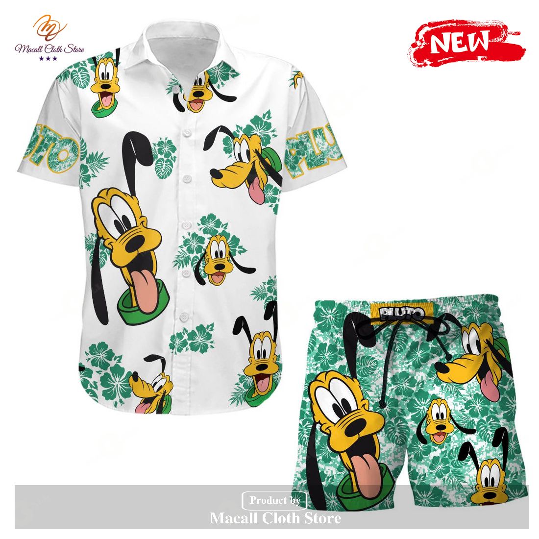 Pluto Dog Hawaiian Shirt and Short Set Disney Gifts Clothing Clothes For Men Women