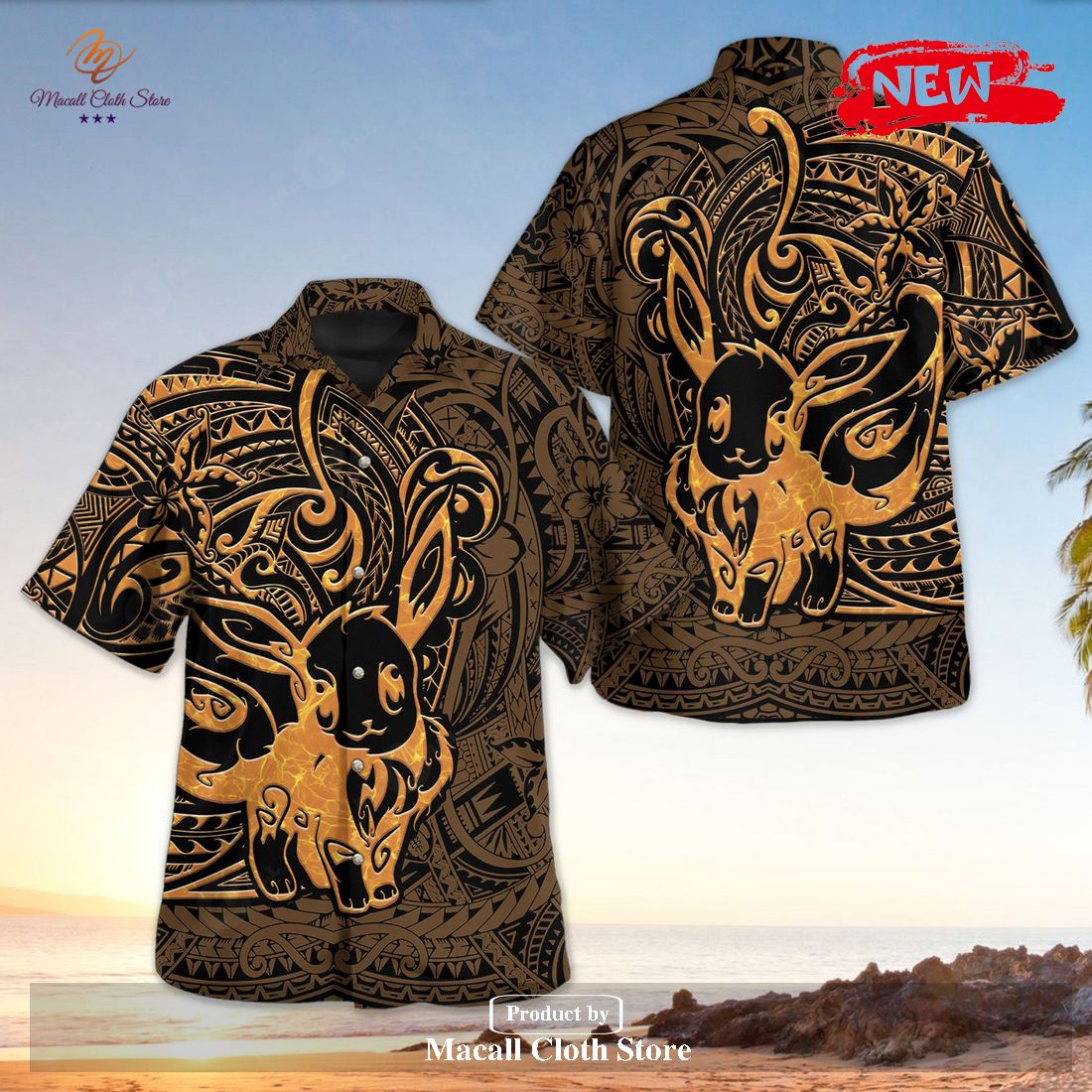 Eevee Polynesian Premium Design Hawaiian Shirt and Short