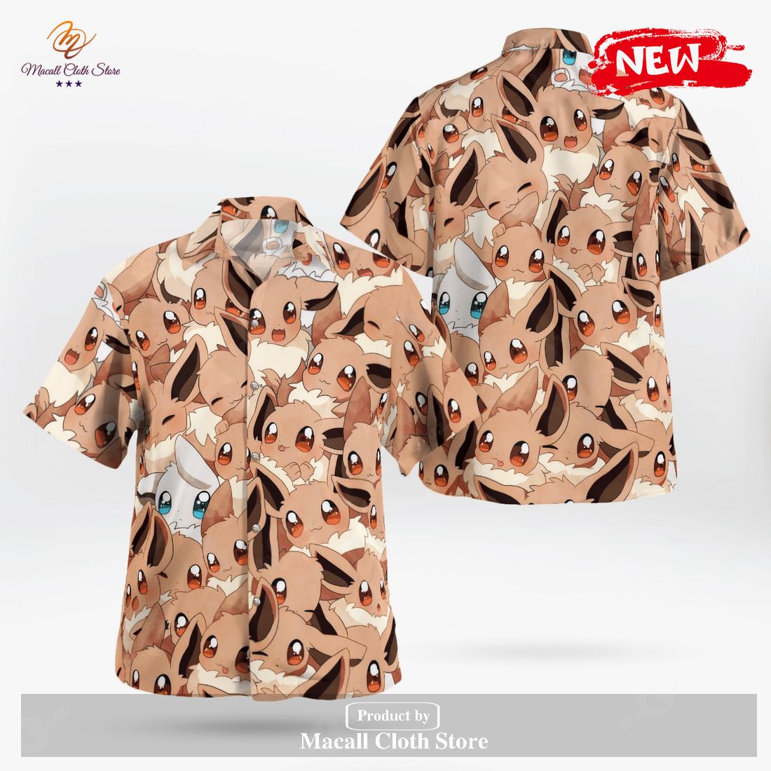 Eevee Seamless Pattern Design Hawaiian Shirt and Short