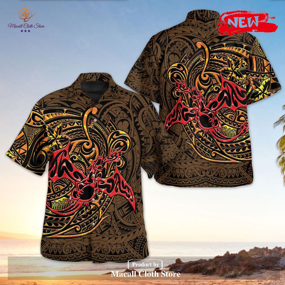 Flying Charizard Polynesian Premium Design Hawaiian Shirt and Short Flying Charizard Polynesian Premium Design Hawaiian Shirt and Short
